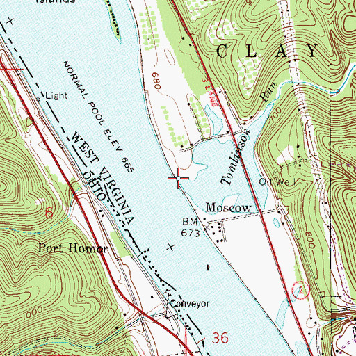 Topographic Map of Tomlinson Run, WV