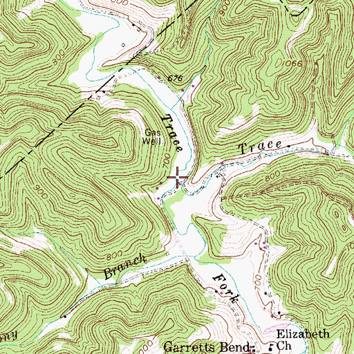 Topographic Map of Trace Branch, WV