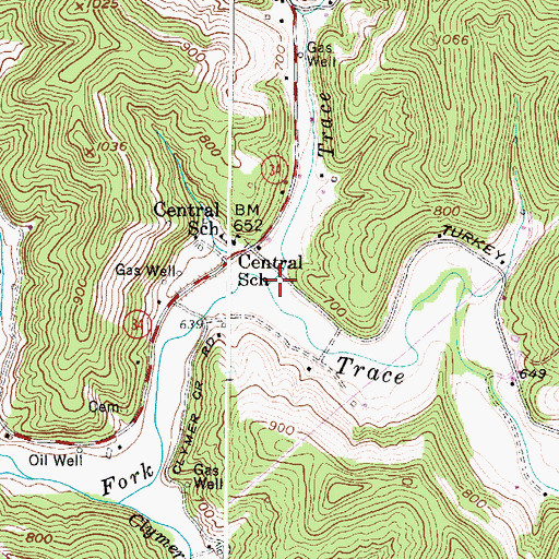Topographic Map of Trace Creek, WV