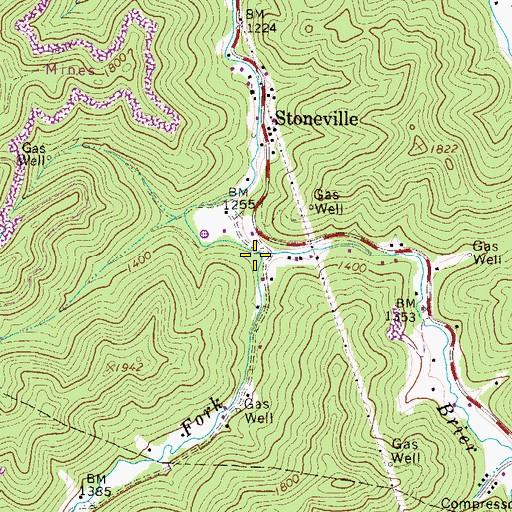 Topographic Map of Trace Fork, WV