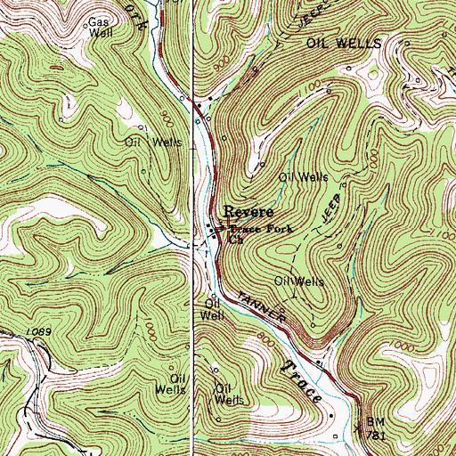 Topographic Map of Trace Fork Church, WV