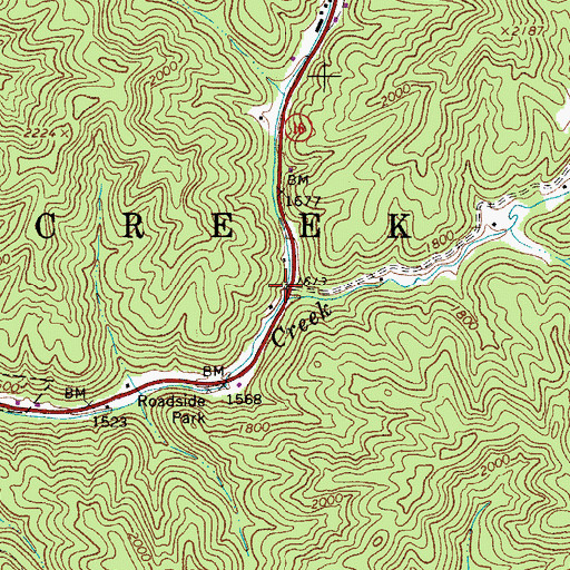 Topographic Map of Trail Fork, WV