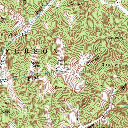 Topographic Map of Trent Cemetery, WV