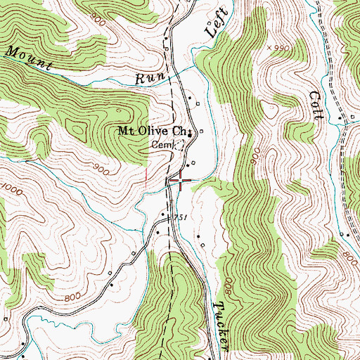 Topographic Map of Tucker Run, WV