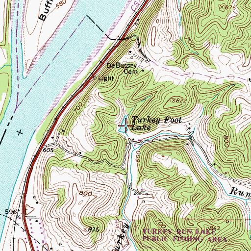 Topographic Map of Turkey Foot Lake, WV