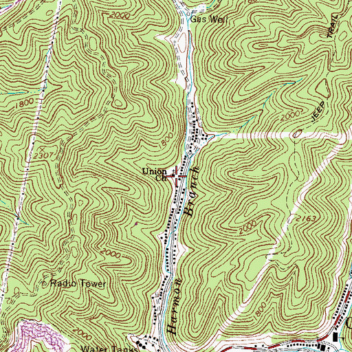 Topographic Map of Union Church, WV