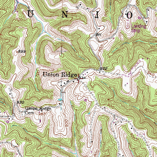 Topographic Map of Union Ridge, WV