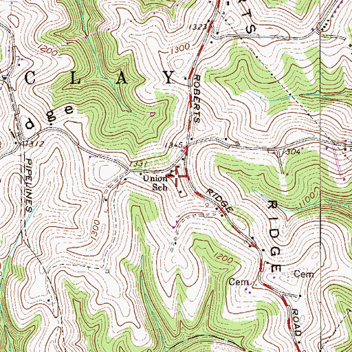 Topographic Map of Union Junior High School (historical), WV