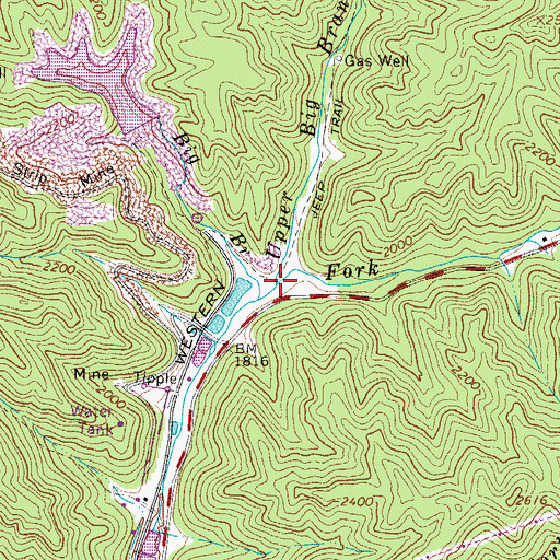 Topographic Map of Upper Big Branch, WV