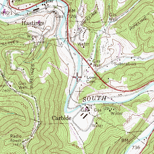 Topographic Map of Upper Run, WV