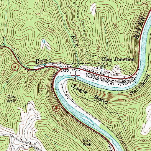 Topographic Map of Upper Two Run, WV