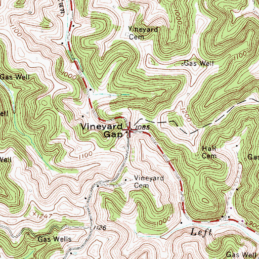 Topographic Map of Vineyard Gap, WV