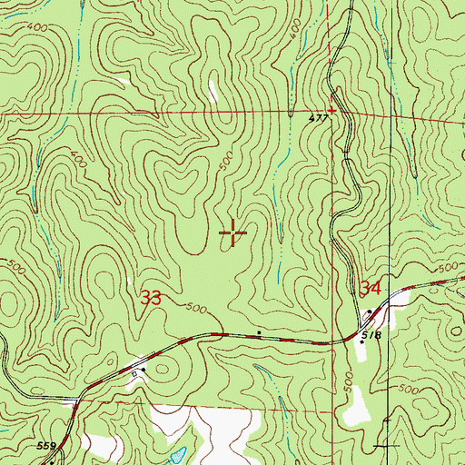 Topographic Map of South Brush Creek Oil Field, AL
