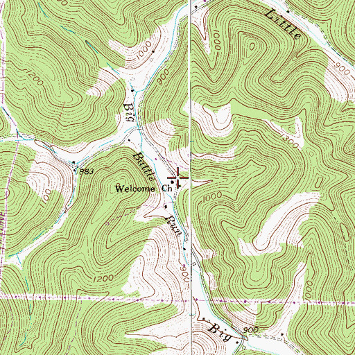 Topographic Map of Welcome Baptist Church, WV