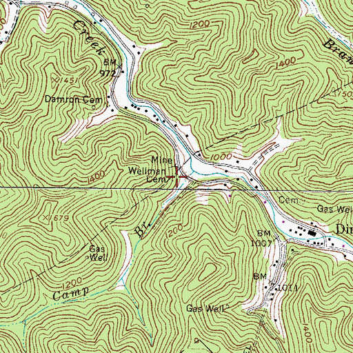 Topographic Map of Wellman Cemetery, WV