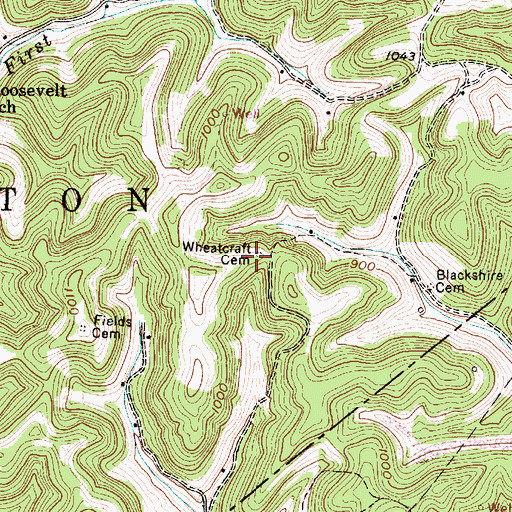 Topographic Map of Wheatcraft Cemetery, WV