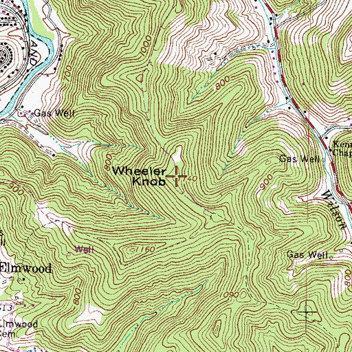 Topographic Map of Wheeler Knob, WV