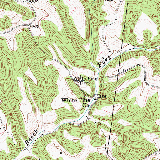 Topographic Map of White Pine Cemetery, WV
