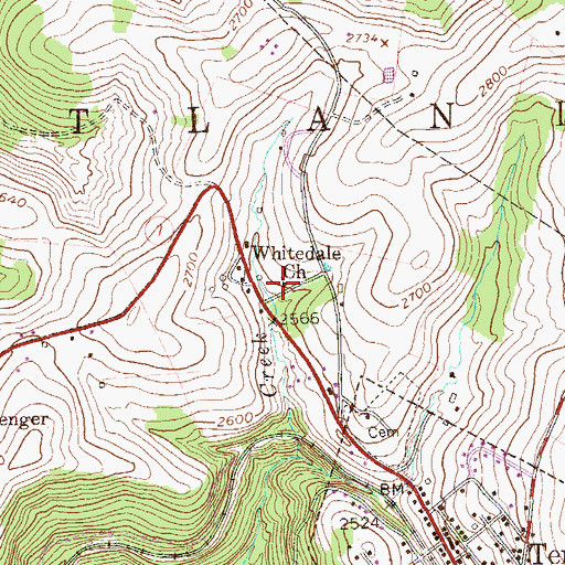 Topographic Map of Whitedale Church, WV