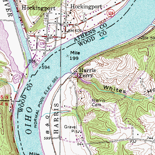 Topographic Map of Whites Hollow, WV
