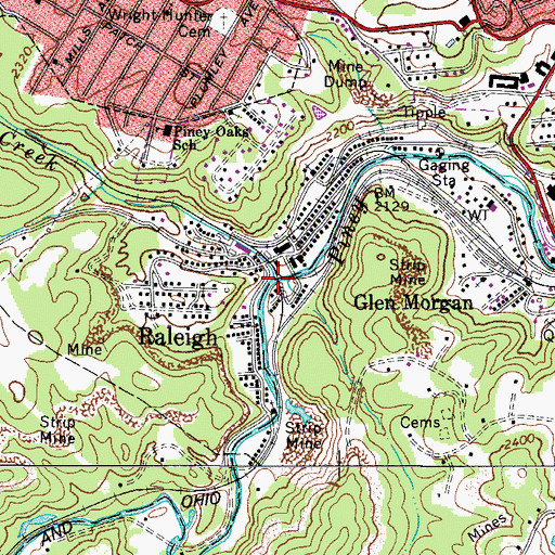 Topographic Map of Whitestick Creek, WV