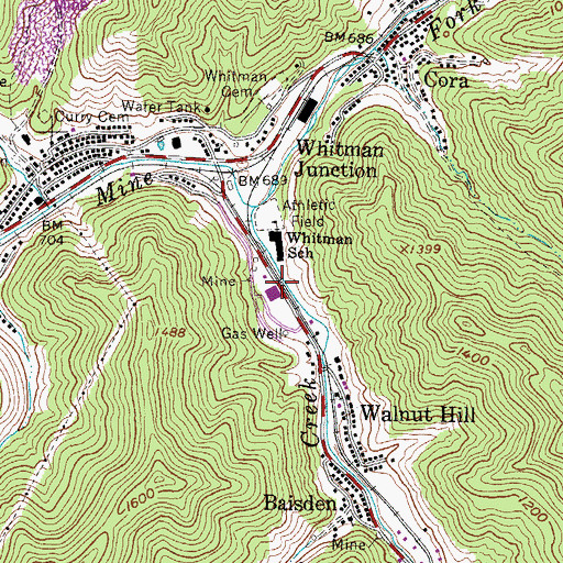 Topographic Map of Whitman School (historical), WV