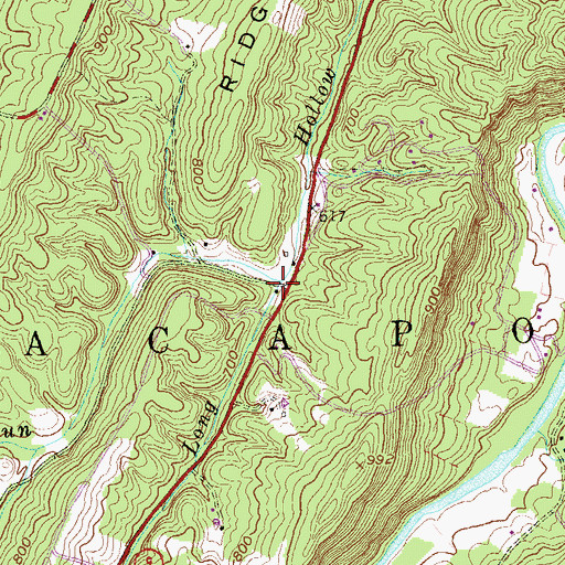 Topographic Map of Wiggins Run, WV
