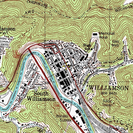Topographic Map of Williamson, WV