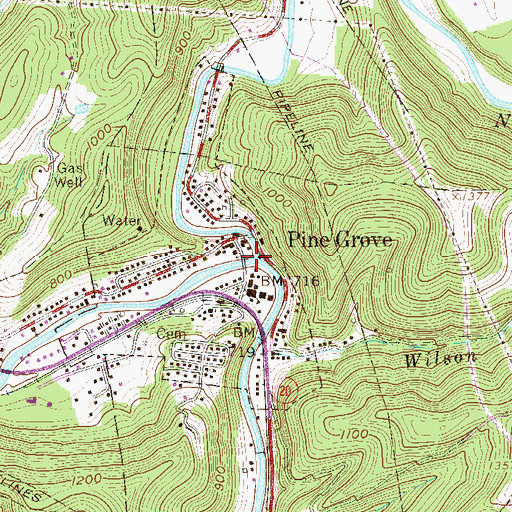 Topographic Map of Wilson Run, WV