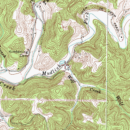 Topographic Map of Wolf Creek, WV