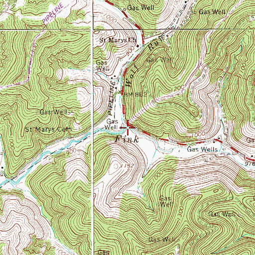 Topographic Map of Wolf Run, WV