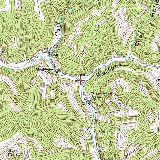 Topographic Map of Wolfpen Branch, WV
