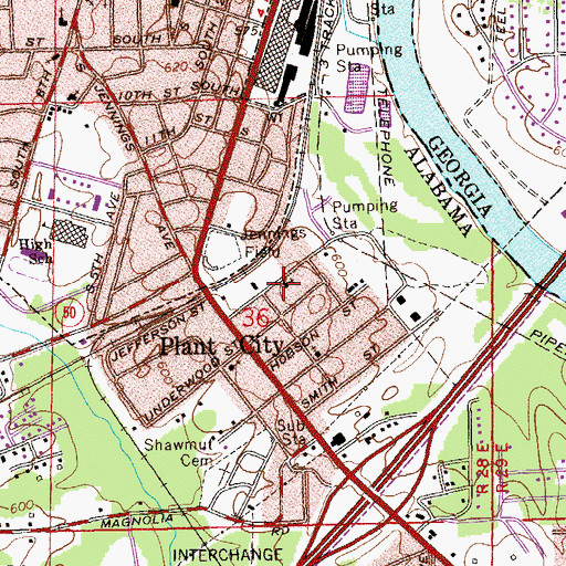 Topographic Map of Plant City Methodist Church, AL