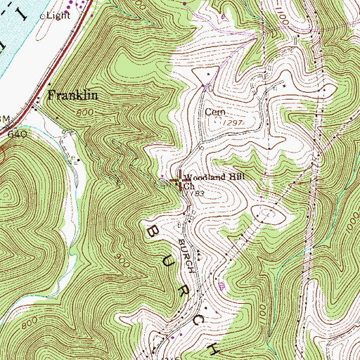 Topographic Map of Woodland Hill Church, WV