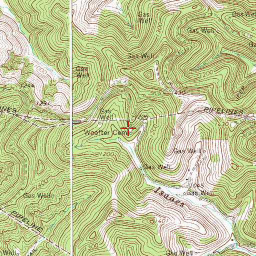 Topographic Map of Woofter Cemetery, WV
