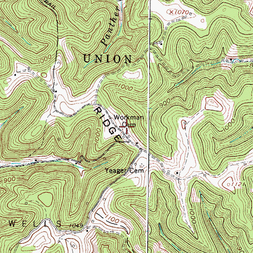 Topographic Map of Workman Cemetery, WV