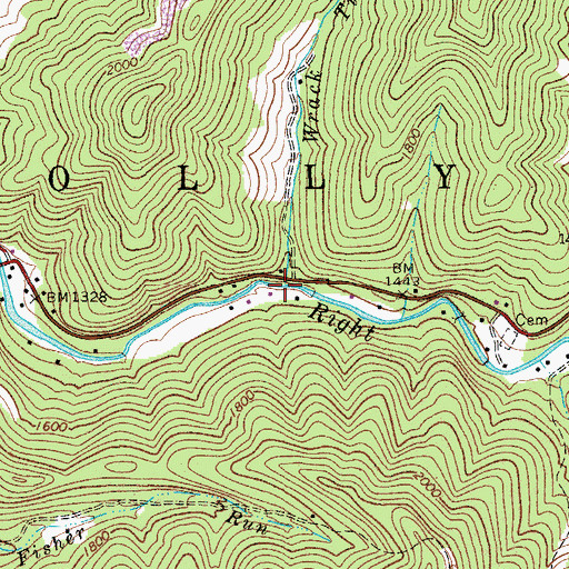 Topographic Map of Wrack Timber Run, WV