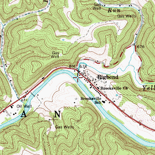 Topographic Map of Yellow Creek, WV
