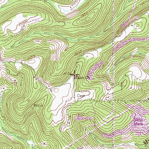 Topographic Map of Zion Church, WV
