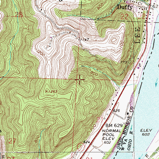 Topographic Map of McEldowney Bar, WV