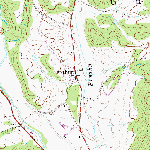 Topographic Map of Arthur, WV