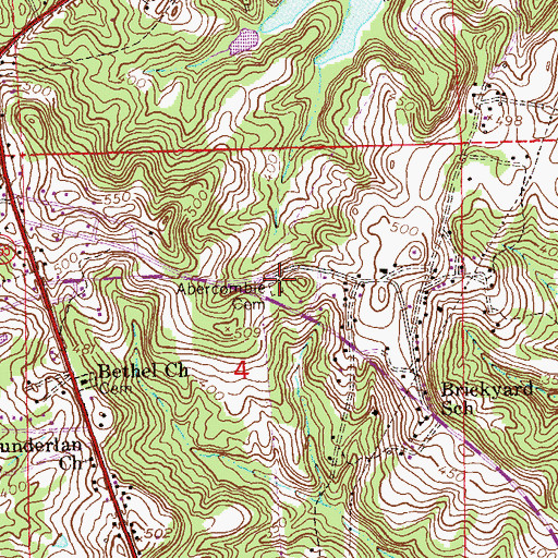 Topographic Map of Abercombie Cemetery, AL
