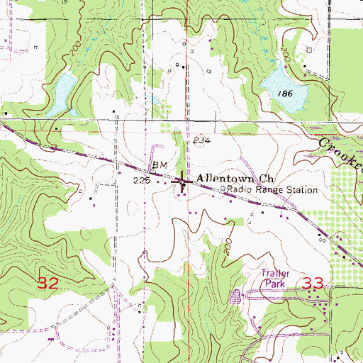 Topographic Map of Allentown Church, AL