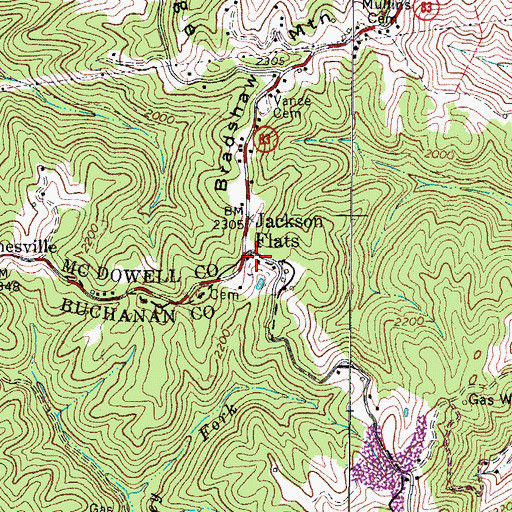 Topographic Map of Jackson Flats, WV