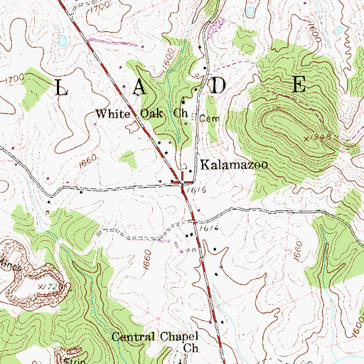 Topographic Map of Kalamazoo, WV