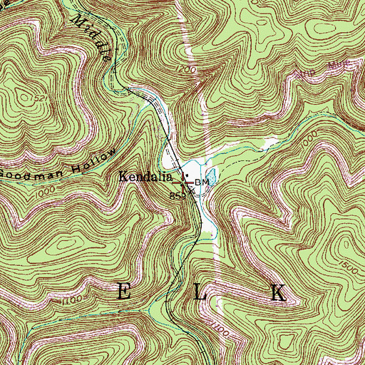 Topographic Map of Kendalia, WV