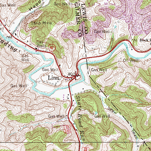 Topographic Map of Linn, WV