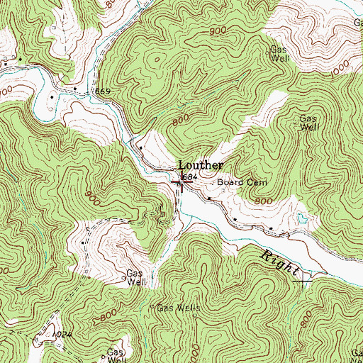 Topographic Map of Louther, WV