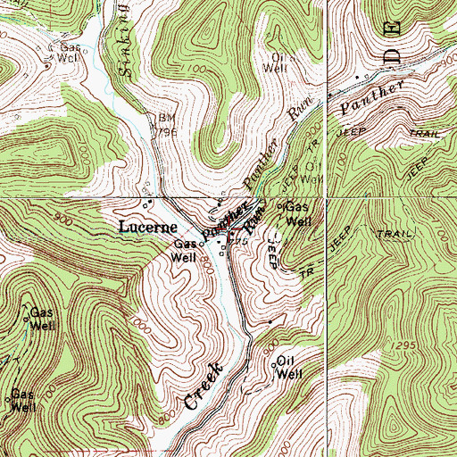 Topographic Map of Lucerne, WV