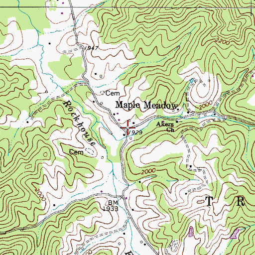 Topographic Map of Maple Meadow, WV